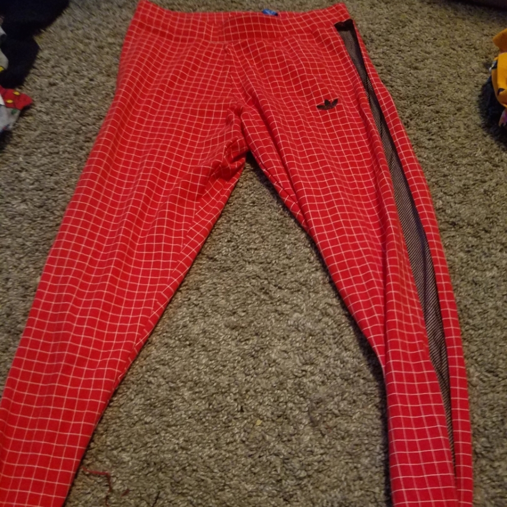 Red addidas leggings